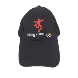 Beijing 2008 Olympics Embroidered Black Baseball Cap Adjustable Strapback